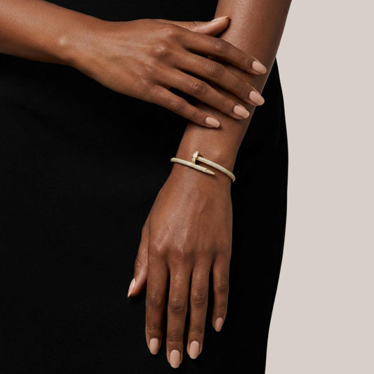 Pave Nail Cuff Natural Diamond Bracelet in 18KT Gold
