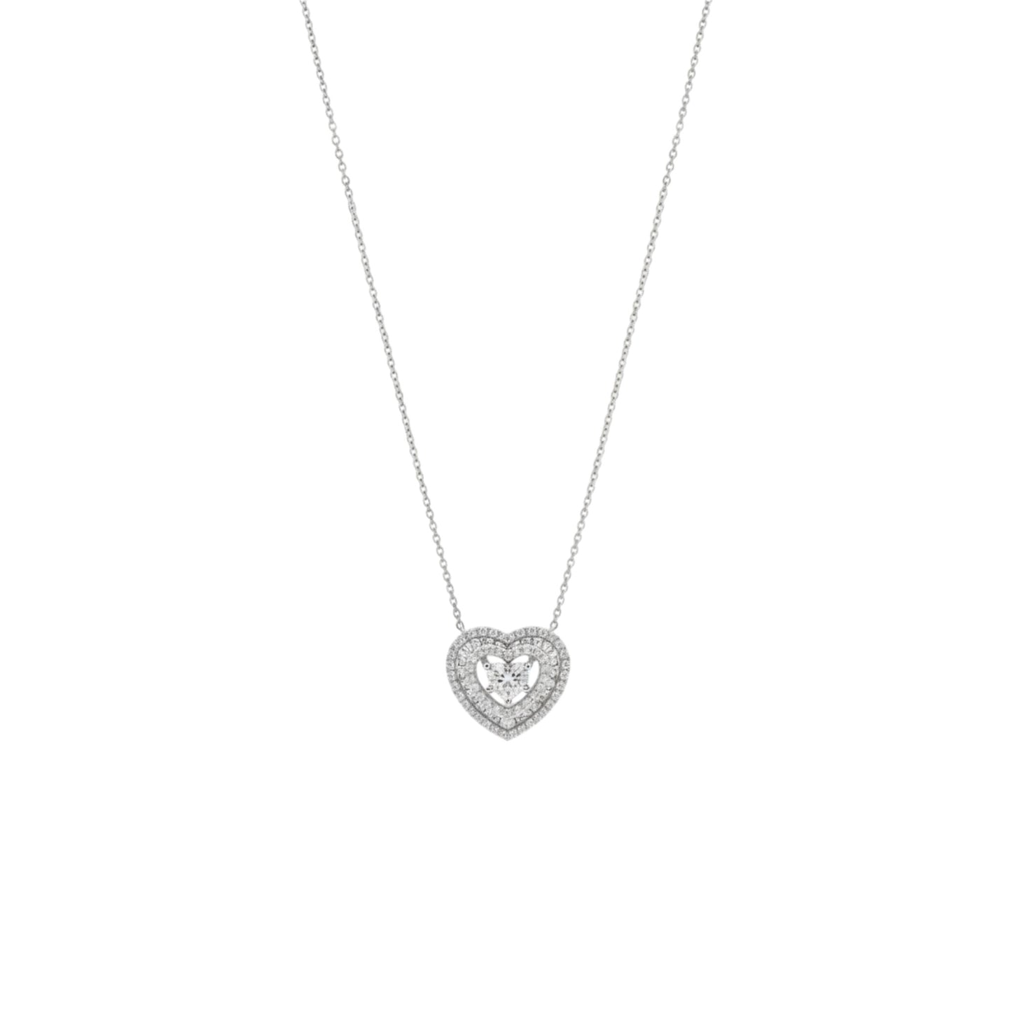Baguette Heart Pendant Diamond Necklace in 18KT Gold