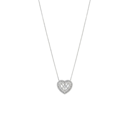 Baguette Heart Pendant Diamond Necklace in 18KT Gold