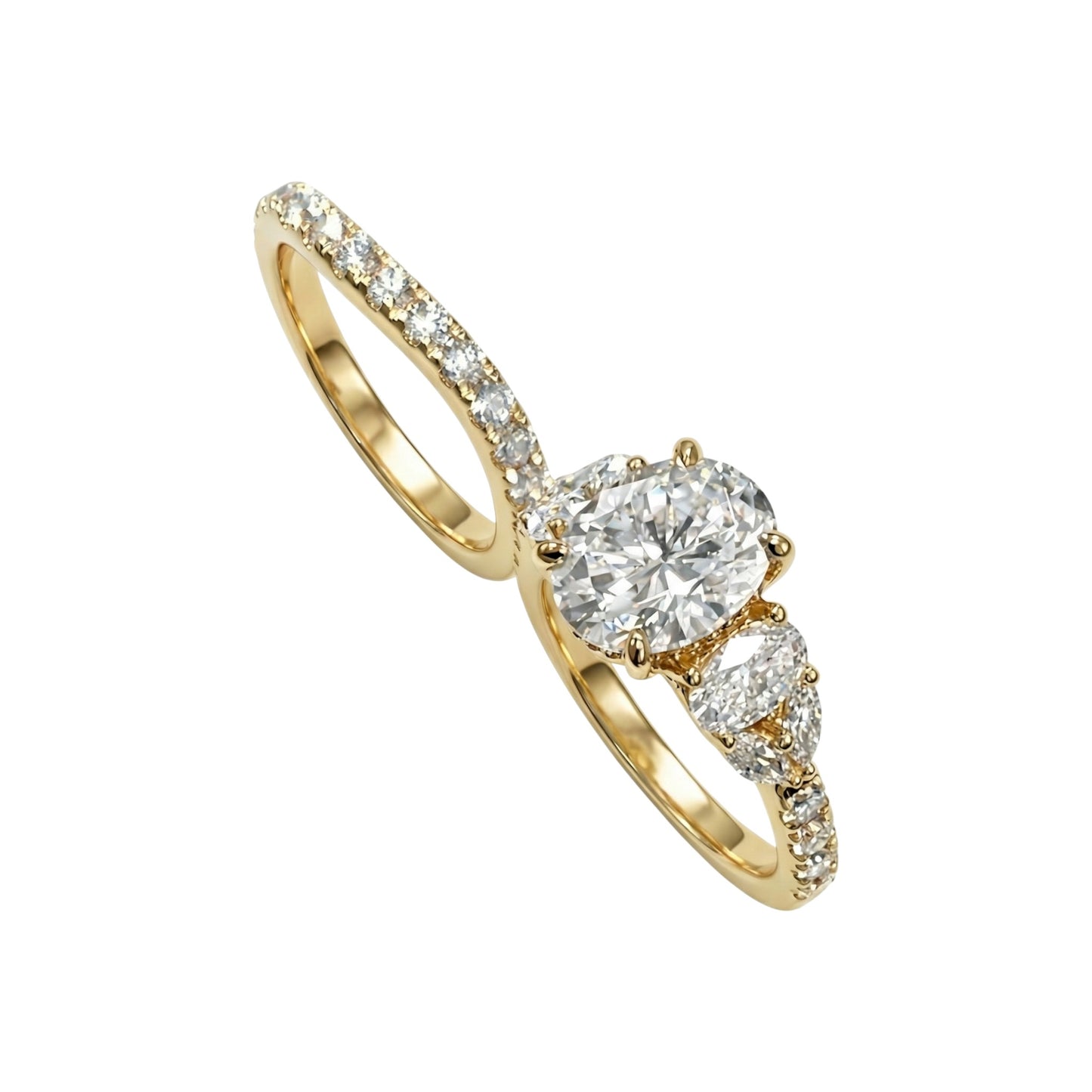 Mai Moissanite Bride Set in 18KT Gold