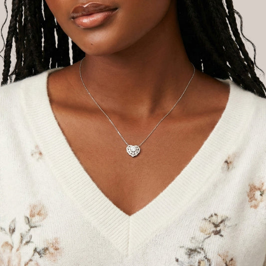 Moon Heart Moissanite Necklace in 925 Sterling Silver