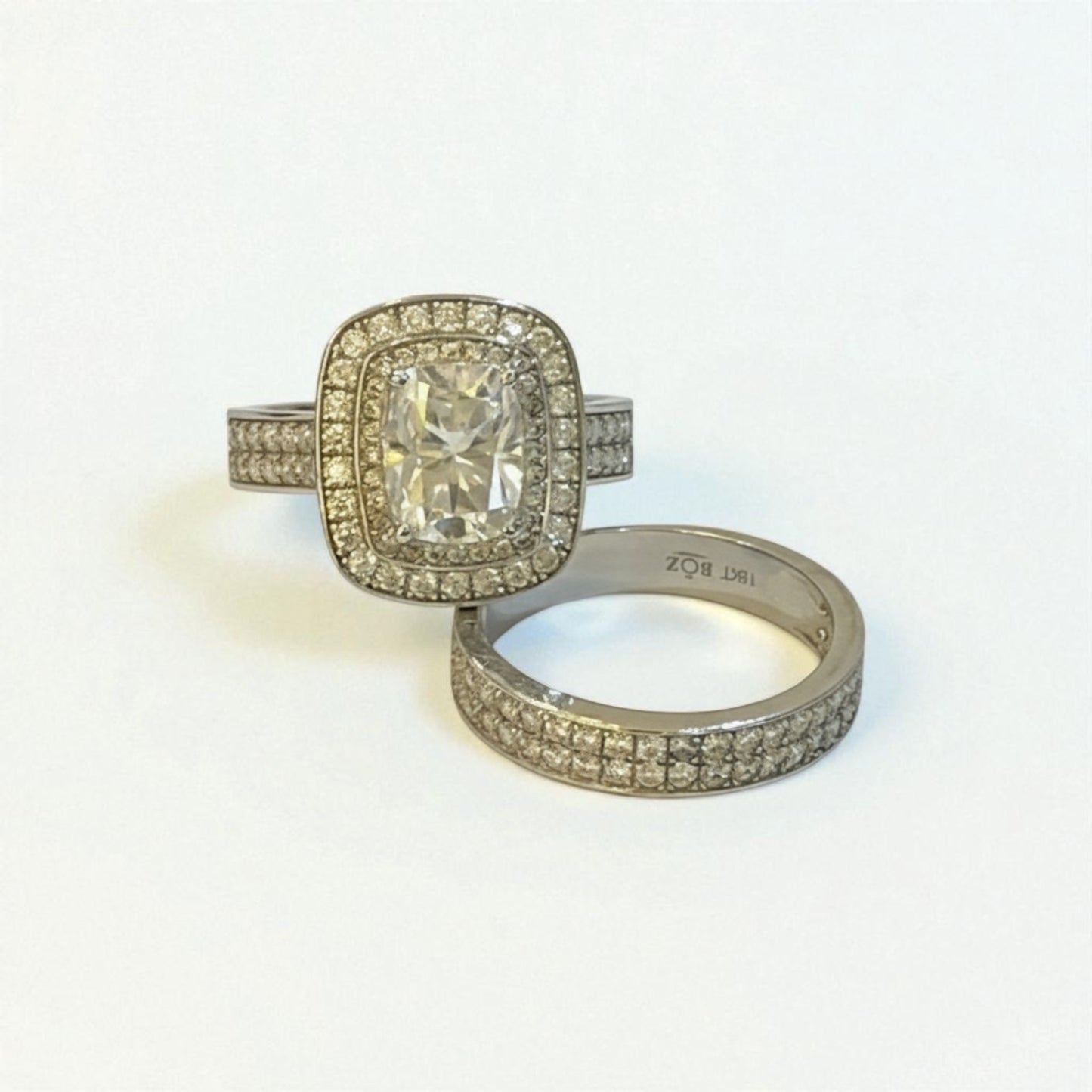 Radiant Cut Moissanite Bride Set in 18K Gold