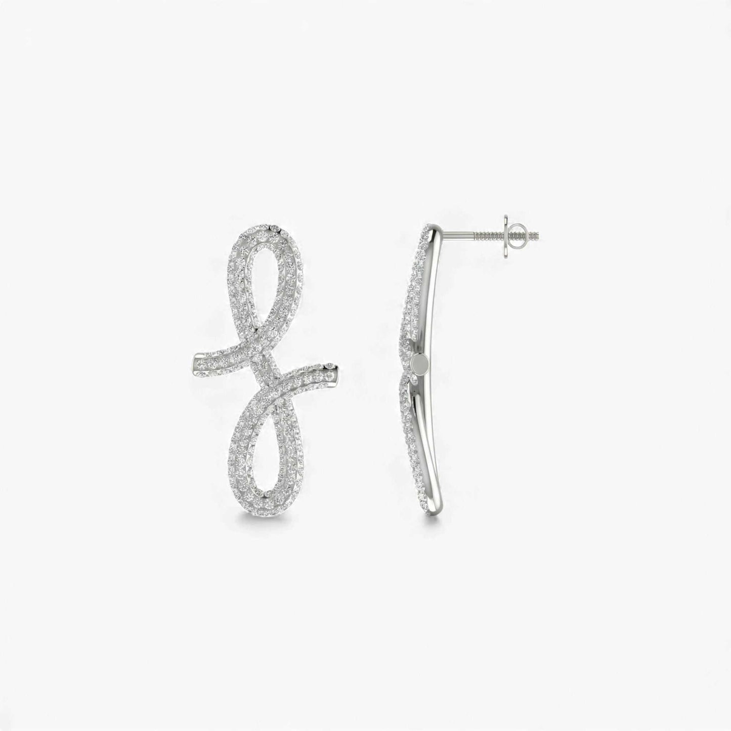 3D Oiza Infinie Pave Diamond Earrings in 18KT Gold