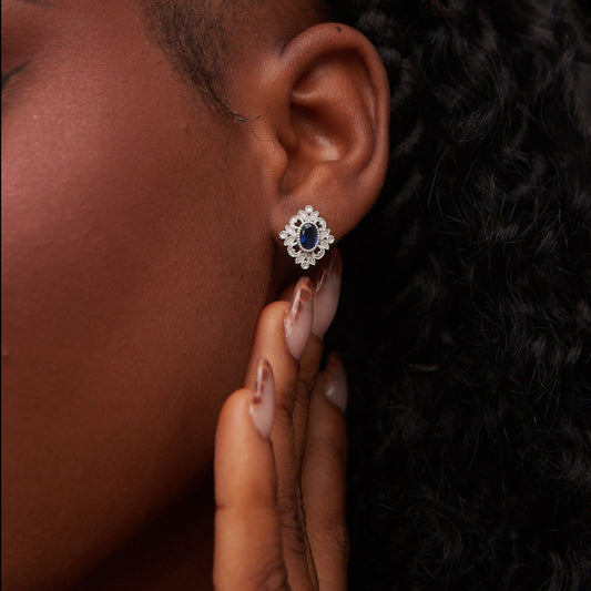 Gemstone Floral Stud in 18KT Gold