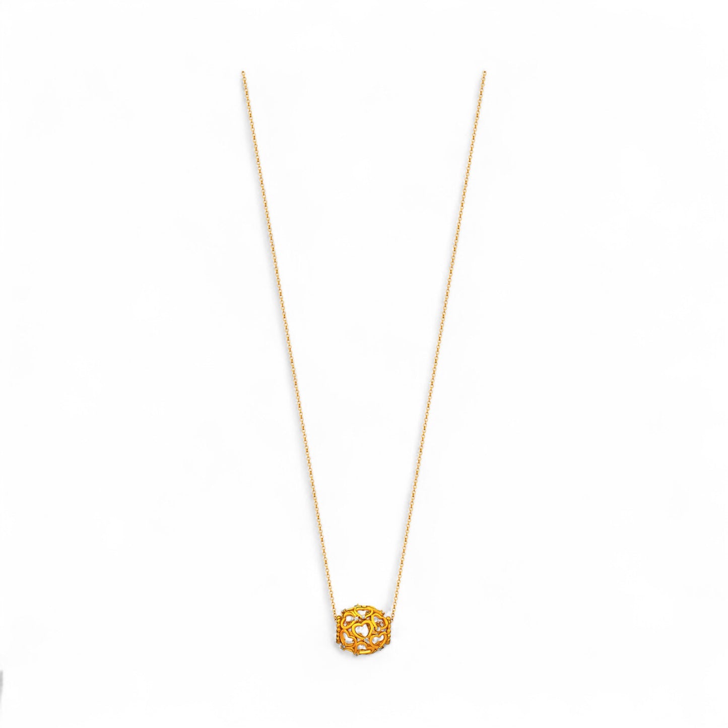 Hearts & Barrel Natural Diamond Necklace in 18K Gold