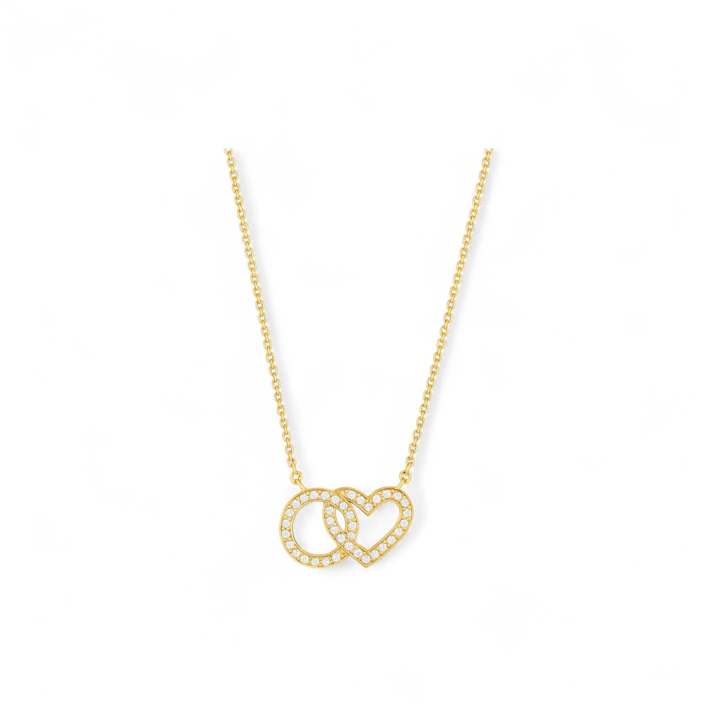Eternal Round & Heart Diamond Necklace in 18K Gold