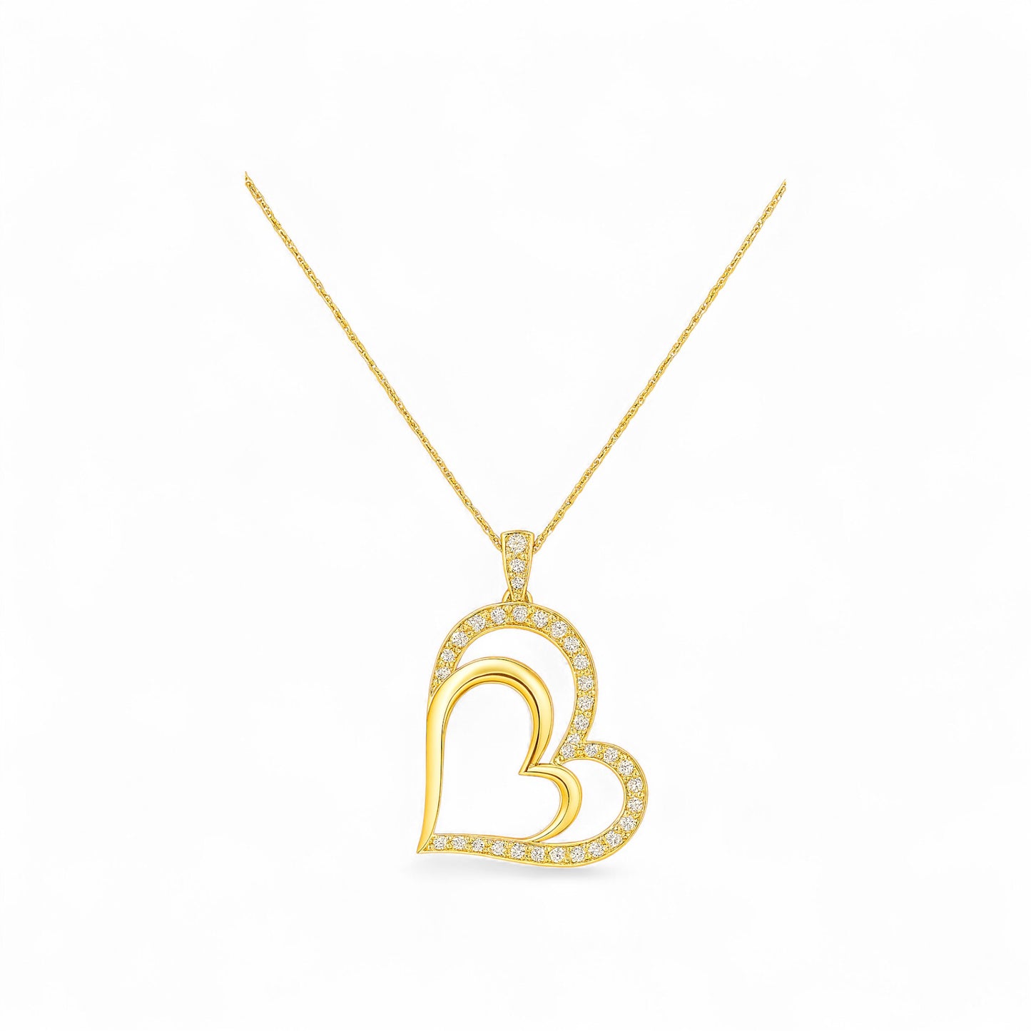 Graceful Heart Diamond Necklace in 18K Gold
