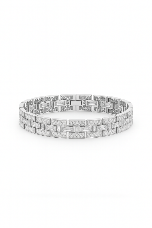 H Link Baguette cut Diamond Bracelet in 18K Gold