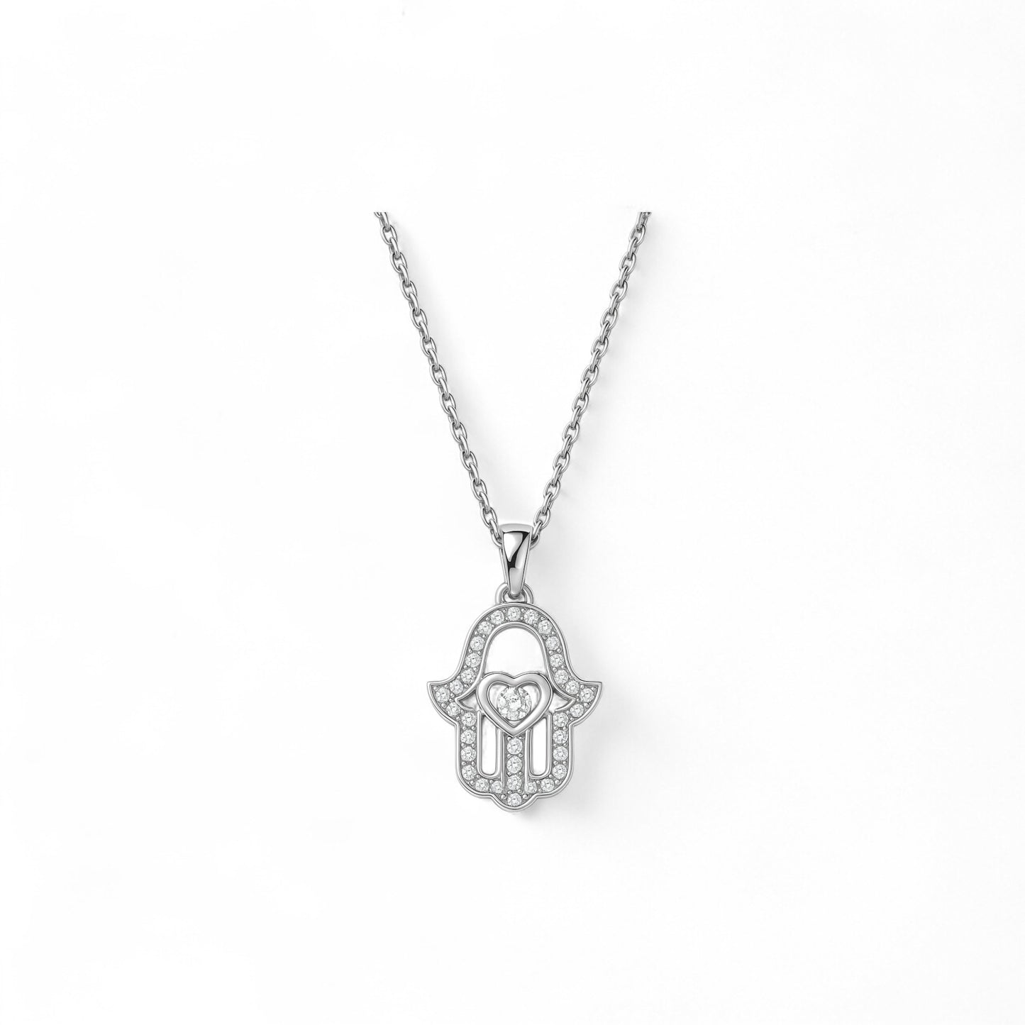 Hamsa Natural Diamond Pendant in 18K Gold