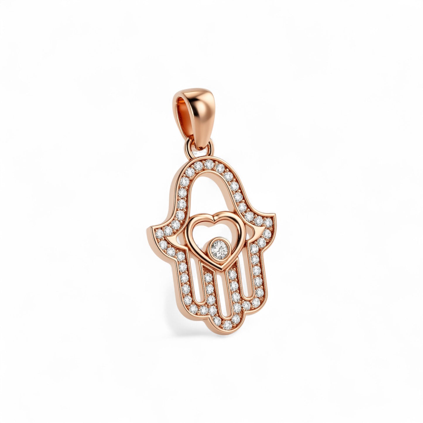 Hamsa Natural Diamond Pendant in 18K Gold