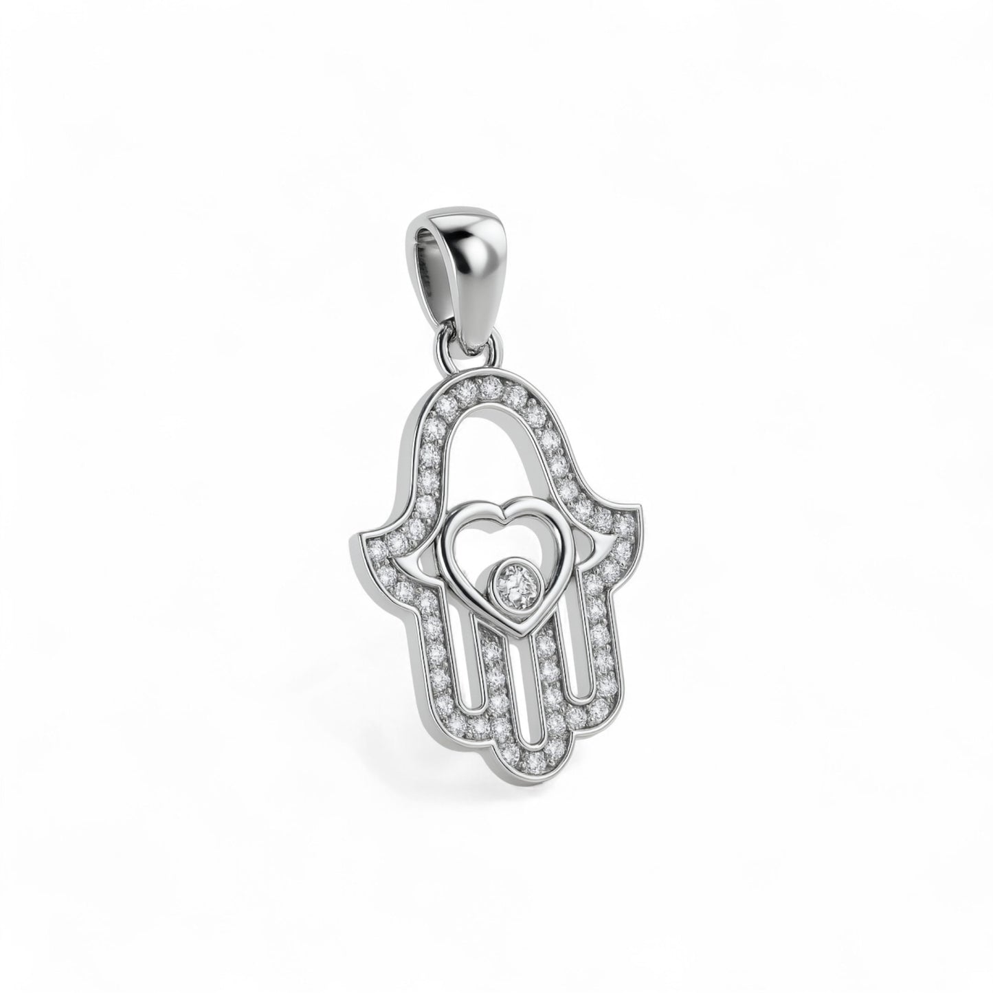 Hamsa Natural Diamond Pendant in 18K Gold