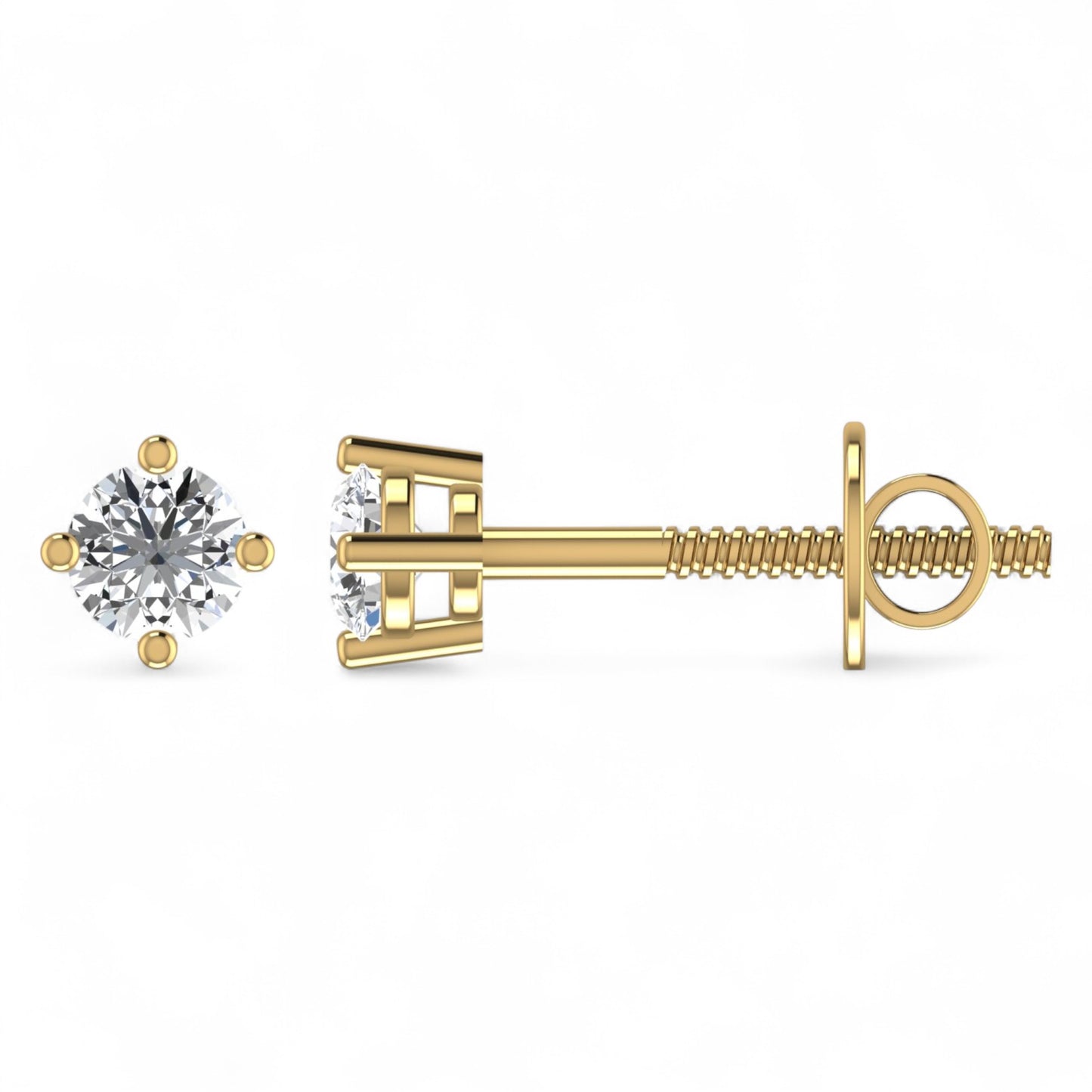 0.33CT Solitaire Natural Diamond Studs in 18K Gold