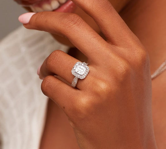 Reem Square Baguette Cut Ring in 18K Gold