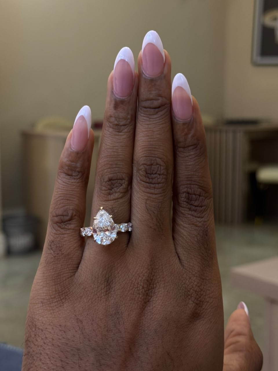 Aura Pear Lab Grown Diamond Engagement Ring in 18K Gold