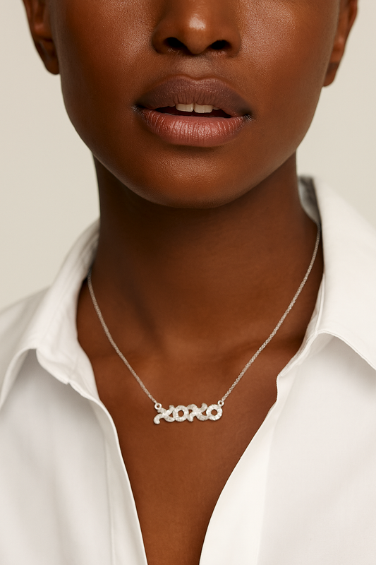 XOXO Moissanite Necklace in 925 Sterling Silver