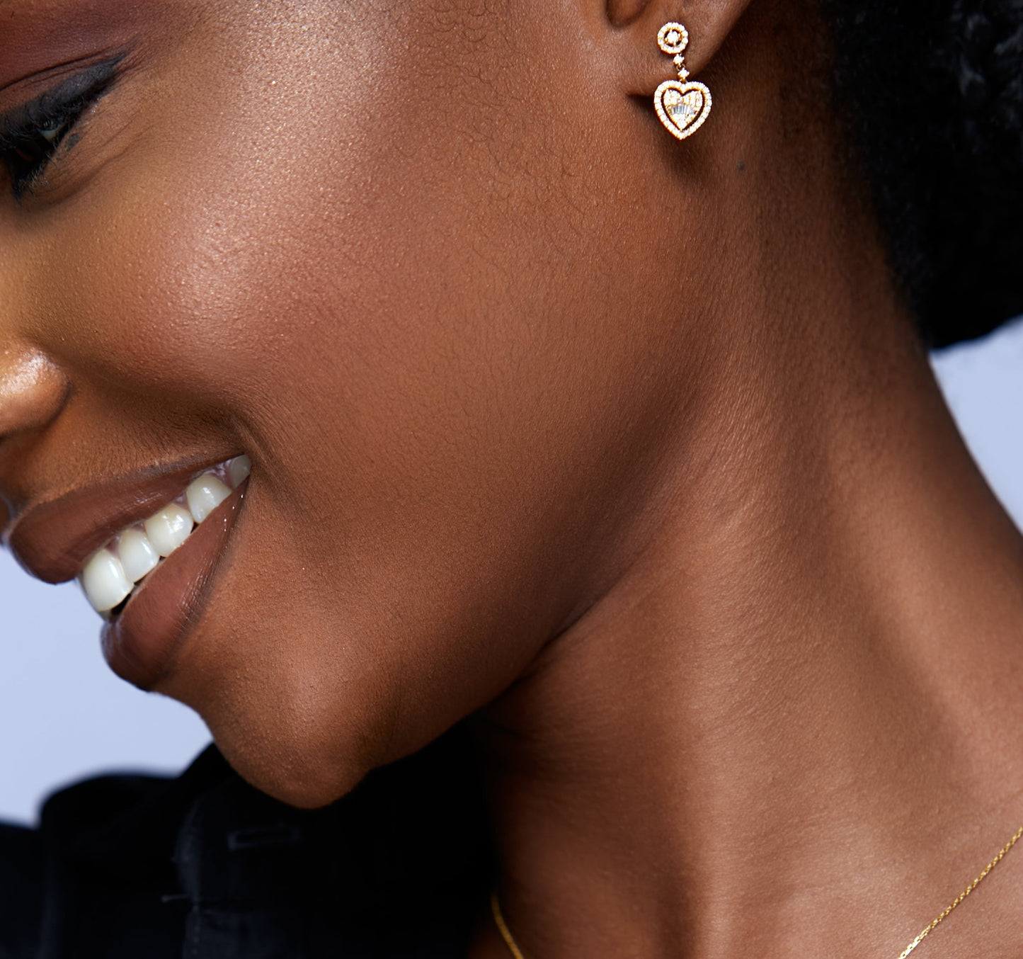Drop Heart Natural Diamond Earrings in 18K Gold