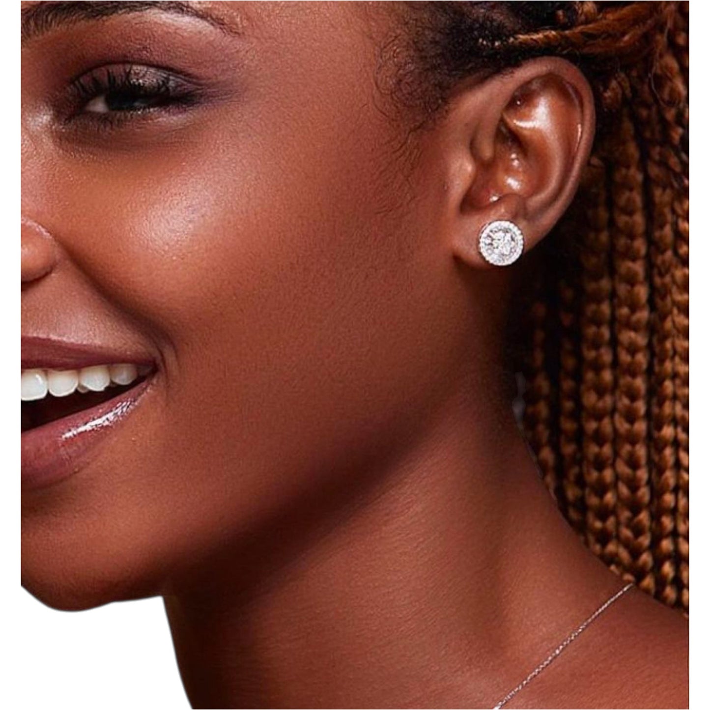 Amelia Baguette Round Cut Natural Diamond Studs in 18K Gold