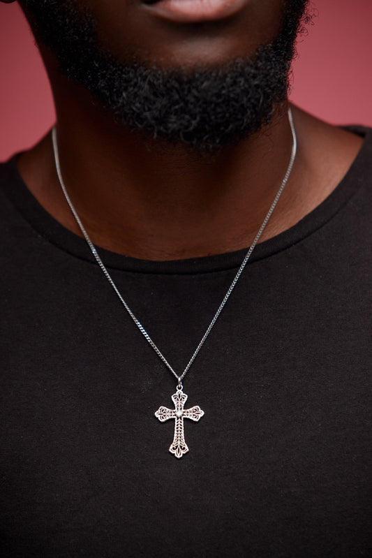 Single Stone Cross Diamond Pendant in 18k Gold