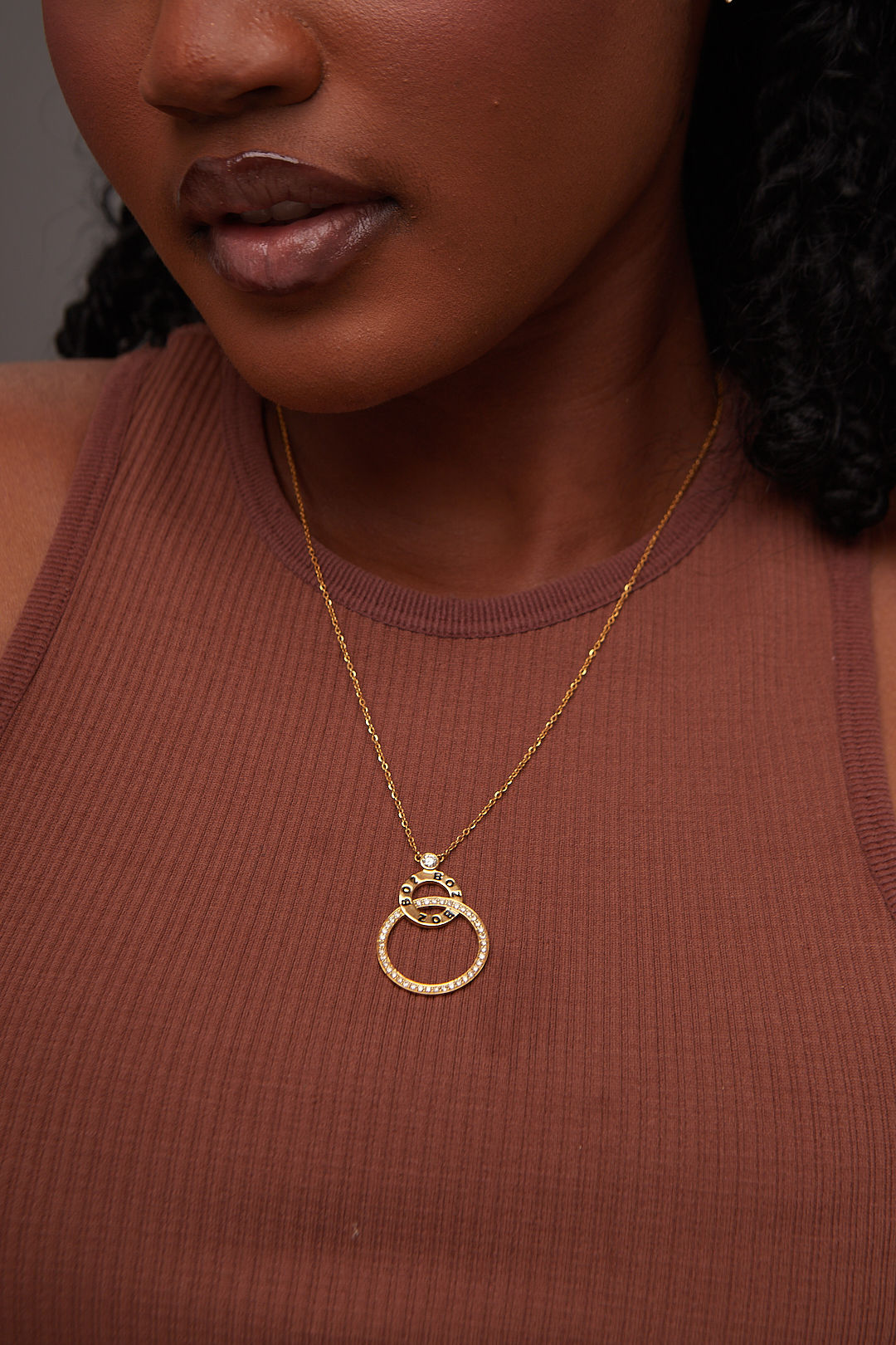 Interlocked Ring Diamond Necklace in 18K Gold
