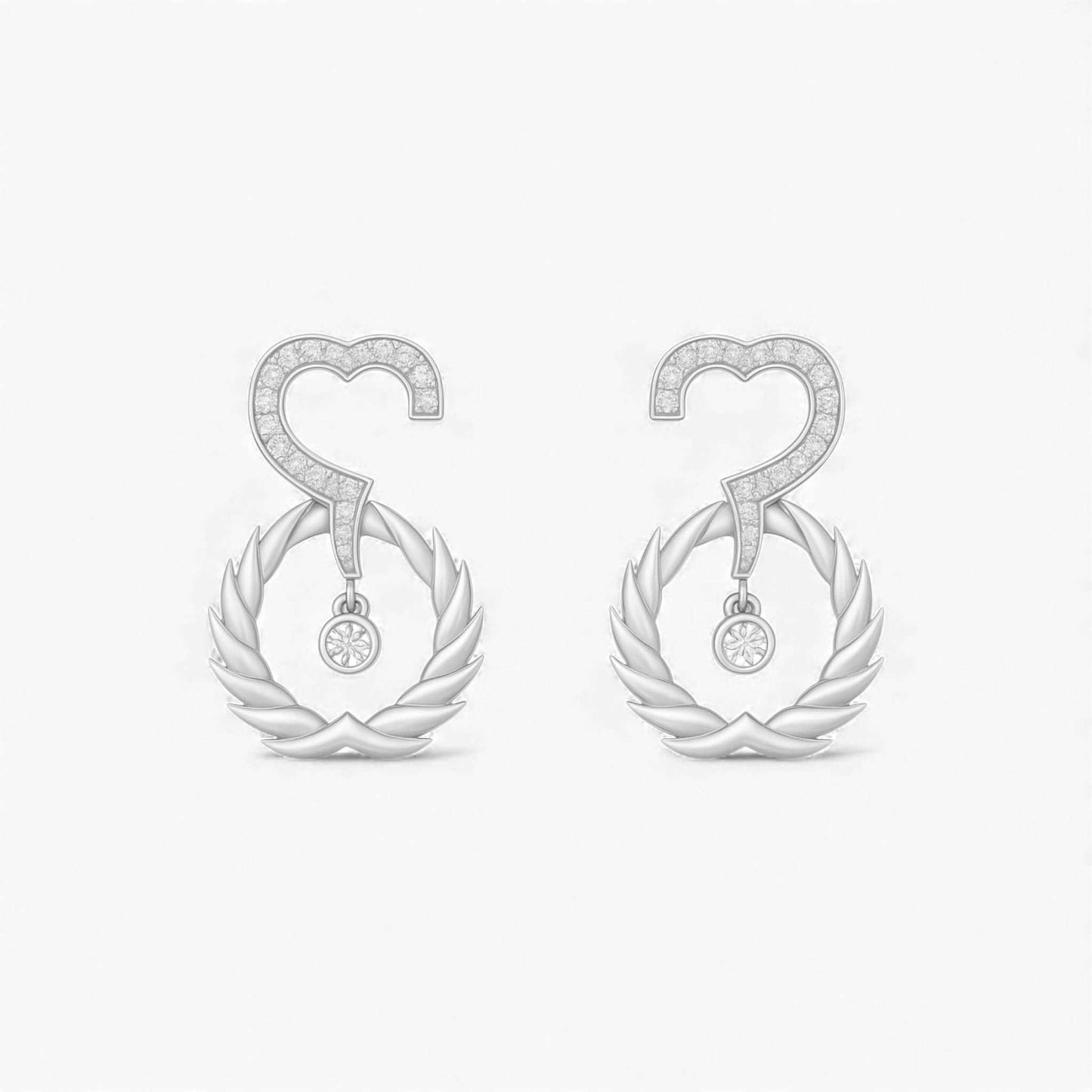 Infinity Heart Natural Diamond Earrings in 18KT Gold