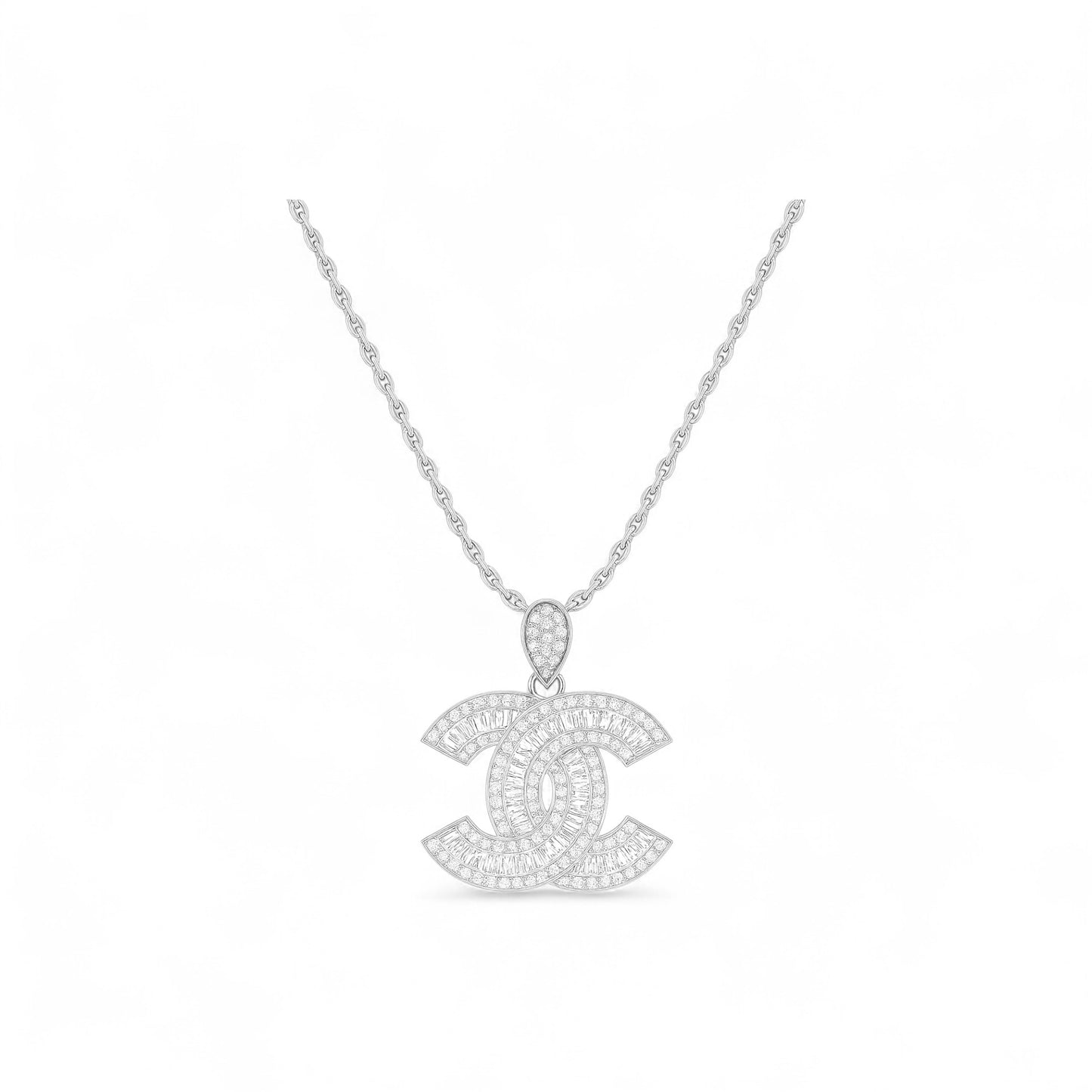 Interlocked C Diamond Pendant Necklace in 18K Gold