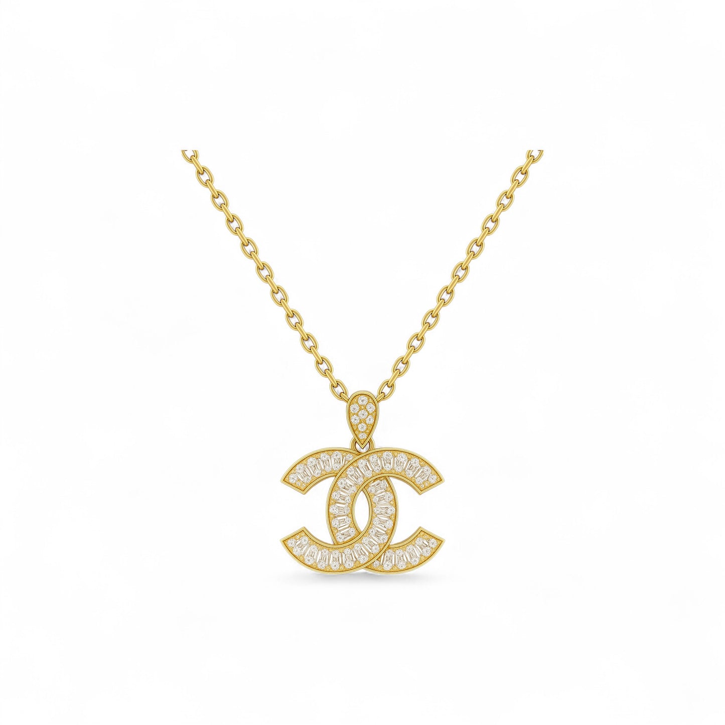 Interlocked C Diamond Pendant Necklace in 18K Gold