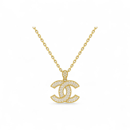 Interlocked C Diamond Pendant Necklace in 18K Gold