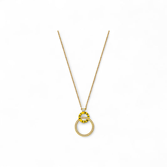 Interlocked Ring Diamond Necklace in 18K Gold