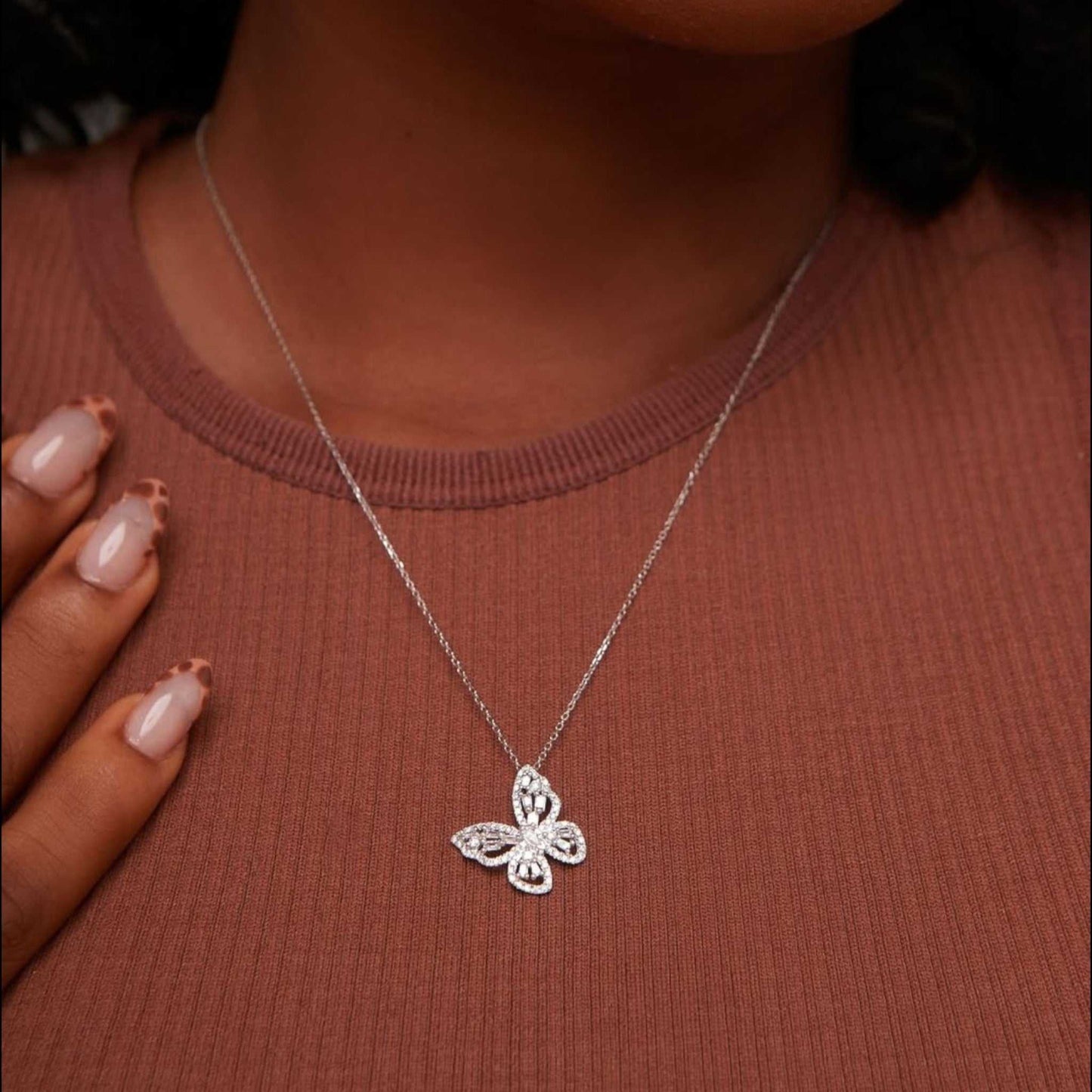 Jane Butterfly Diamond Necklace in 18KT Gold