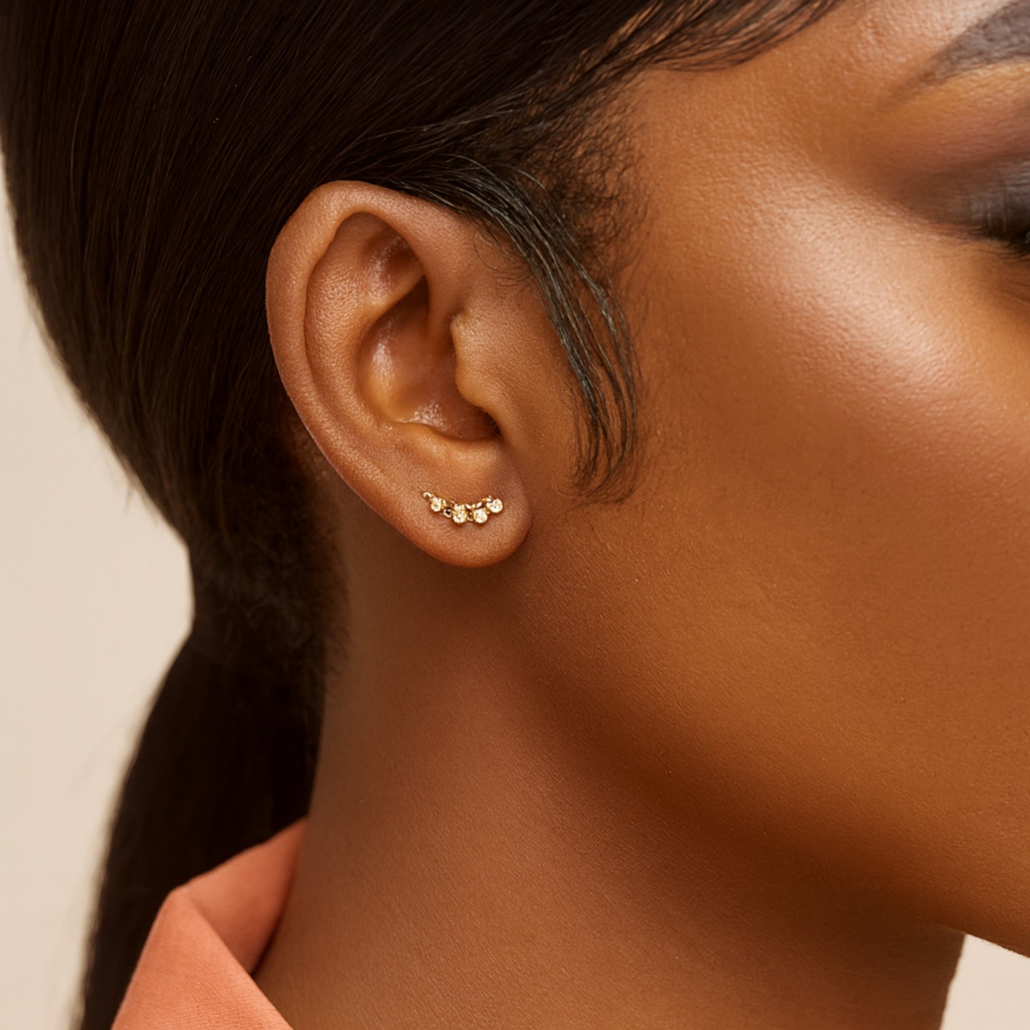 Labret Cartilage Diamond Studs in 18K Gold
