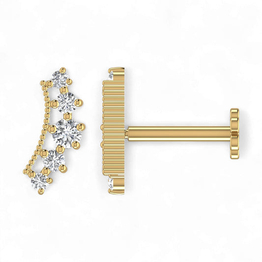 Labret Cartilage Diamond Studs in 18K Gold