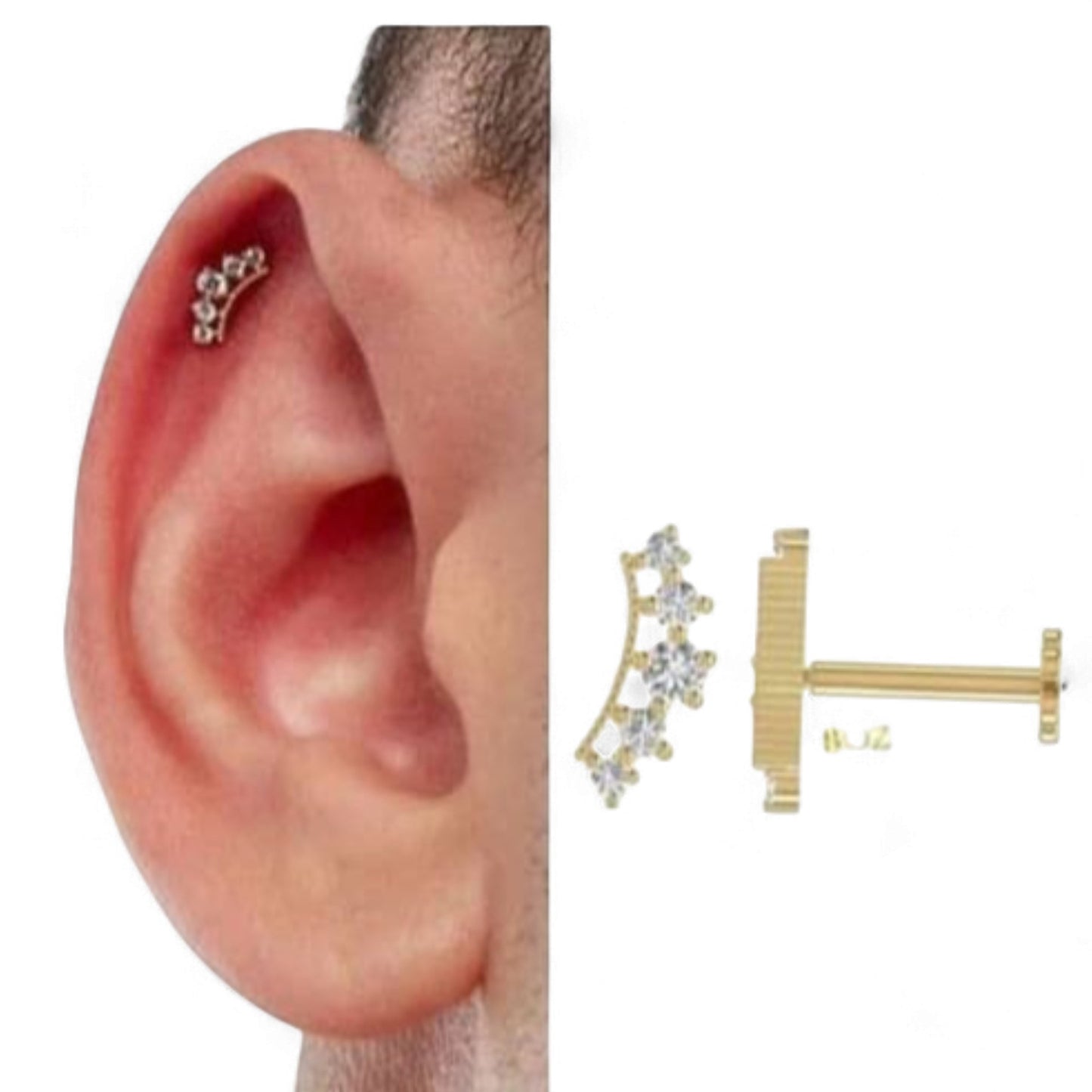 Labret Cartilage Diamond Studs in 18K Gold