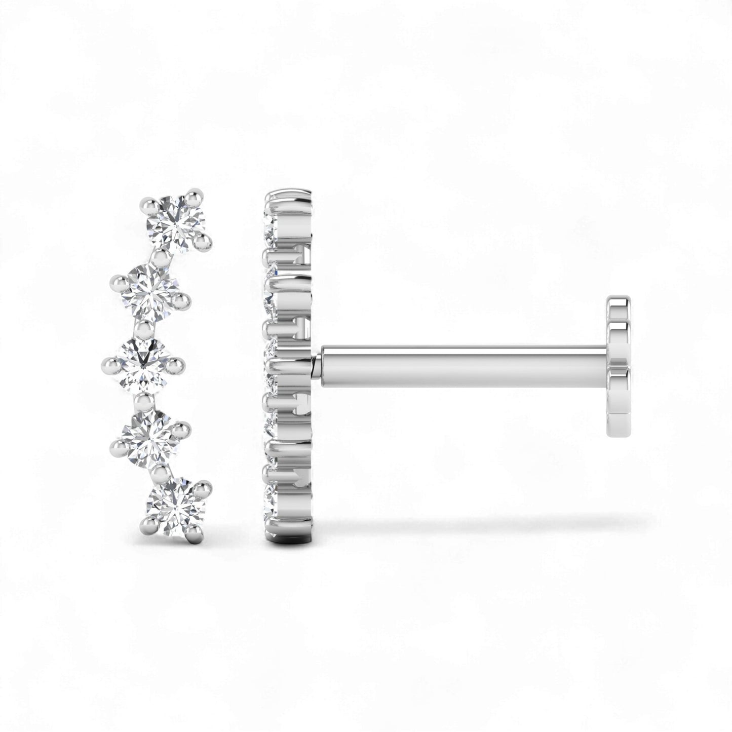 Labret Cartilage Diamond Studs in 18K Gold