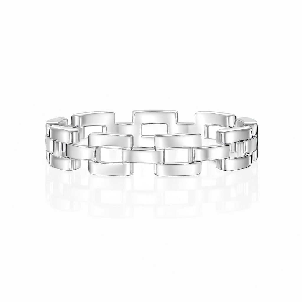 Silver bracelet on a white background