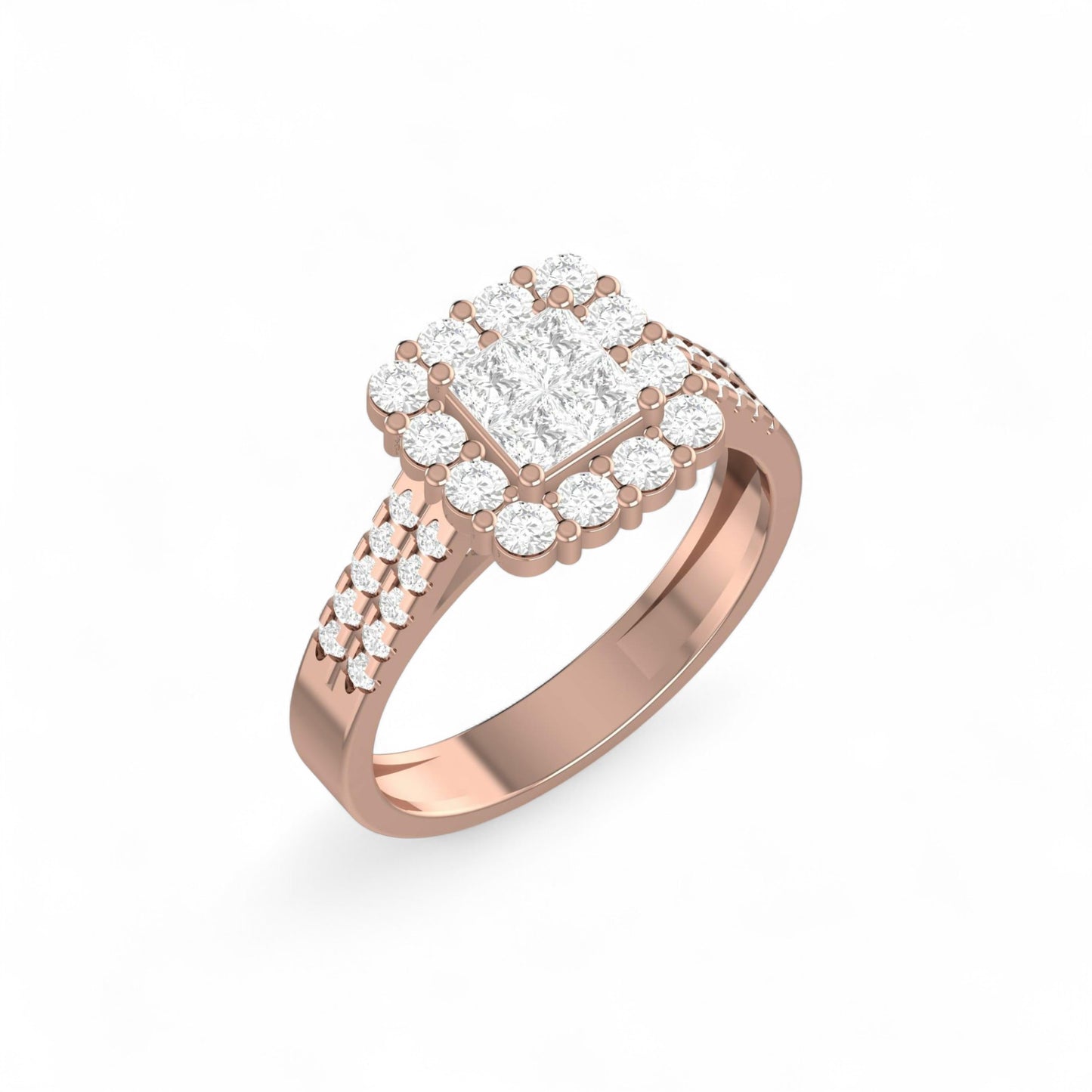 Lola Natural Diamond Cluster Engagement Ring in 18K Gold