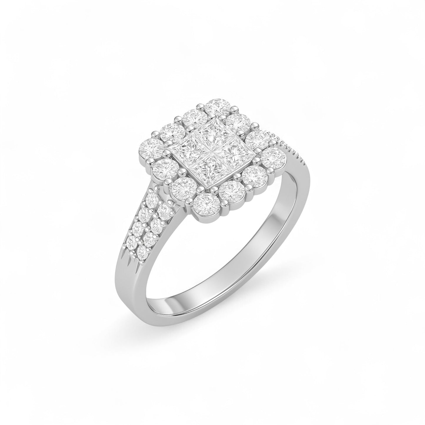 Lola Natural Diamond Cluster Engagement Ring in 18K Gold