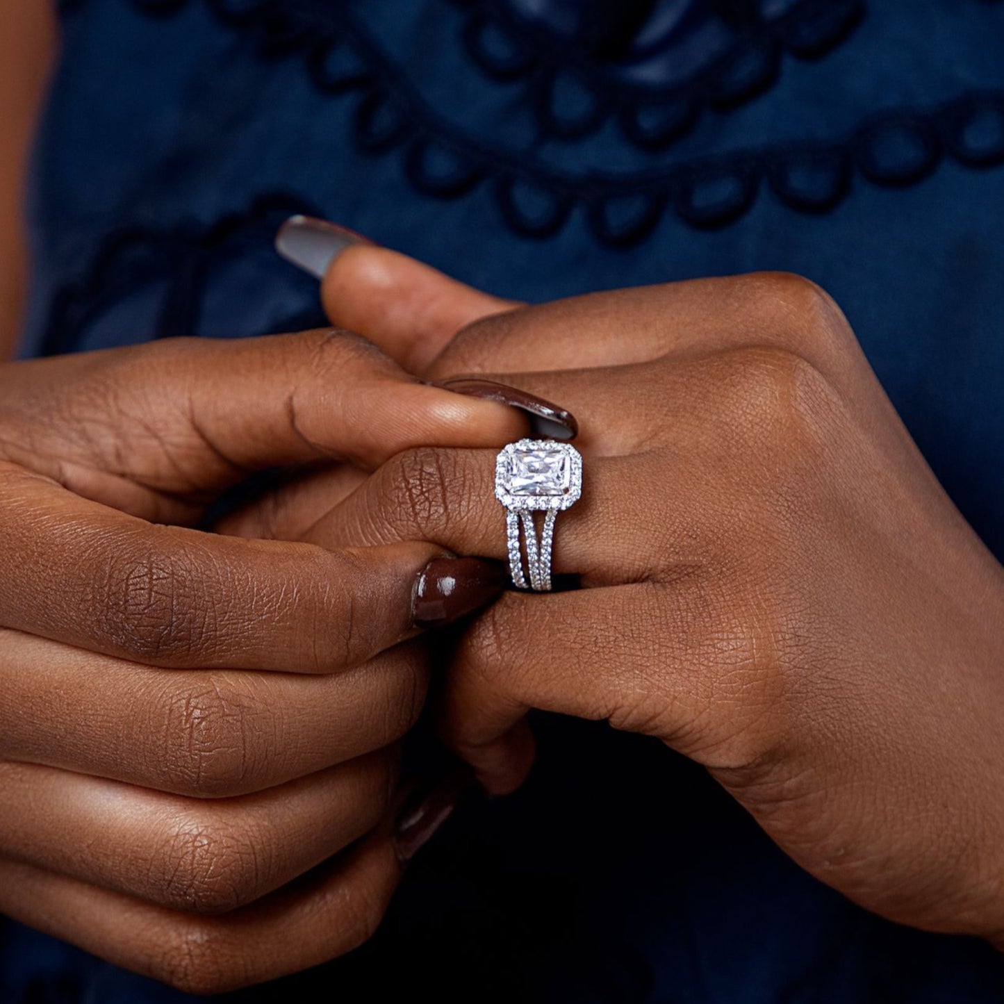 Nadia Radiant Cut CZ Bride Set in 925 Sterling Silver