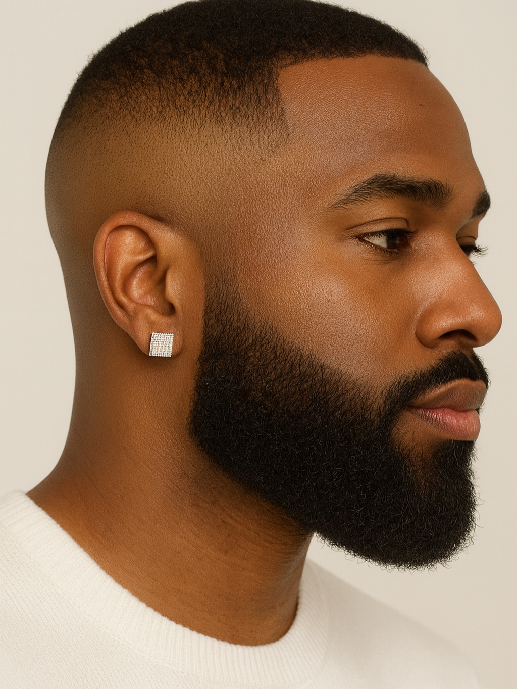 Man with a well-groomed beard and short hair on a plain background