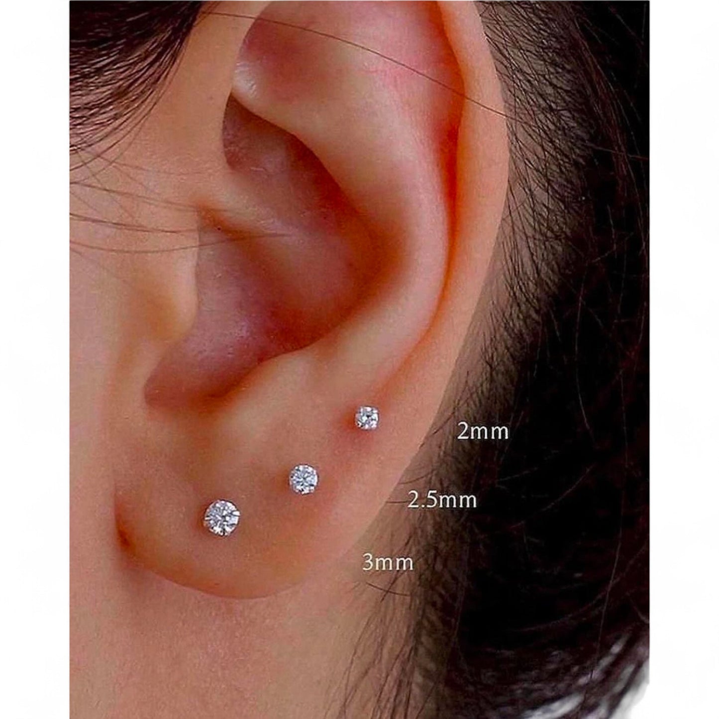 2MM Natural Diamond Studs in 18K Gold