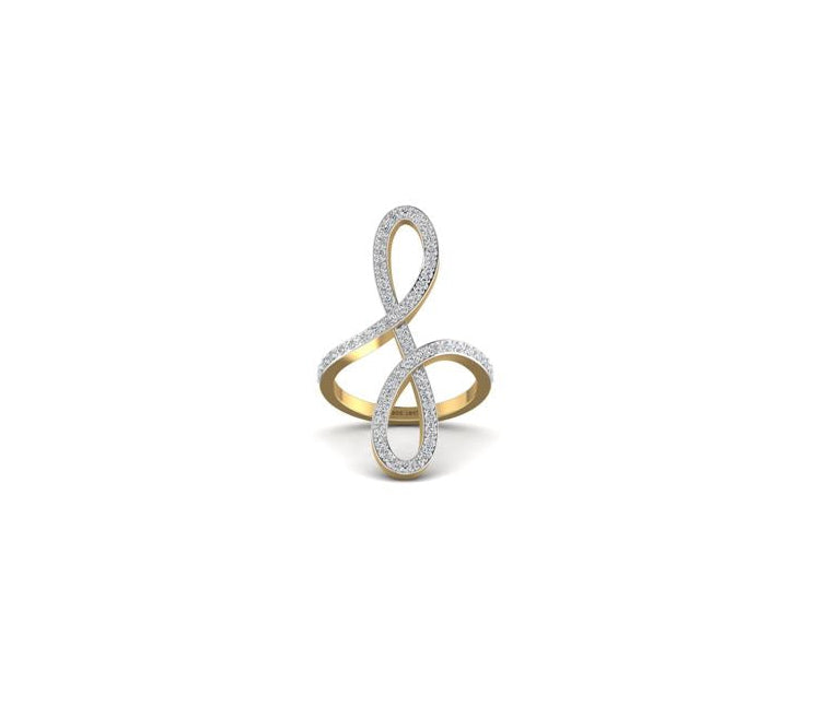 Oiza Infinie Mini Pave Diamond Ring in 18K Gold