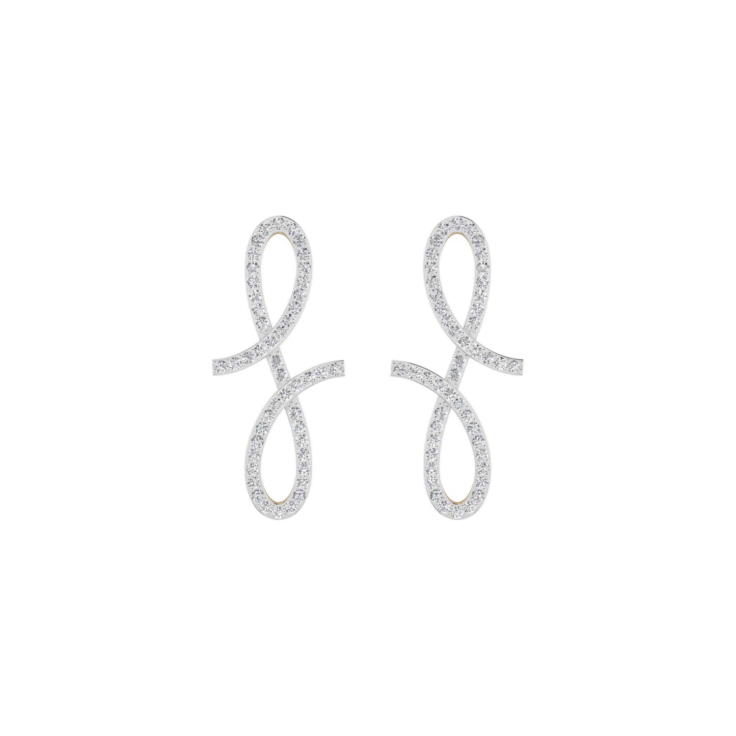 Pair of silver earrings on a white background