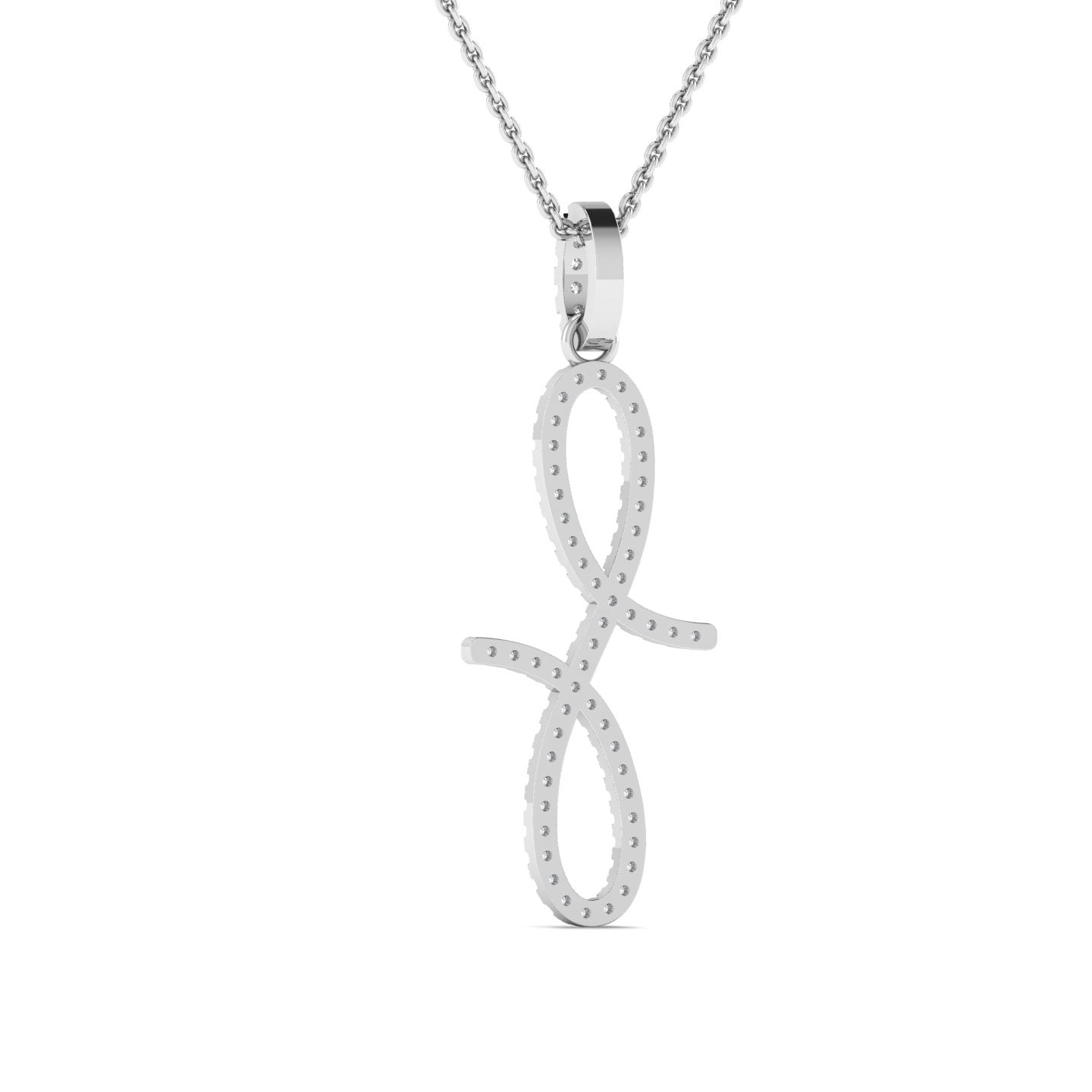 Silver infinity pendant necklace on a white background