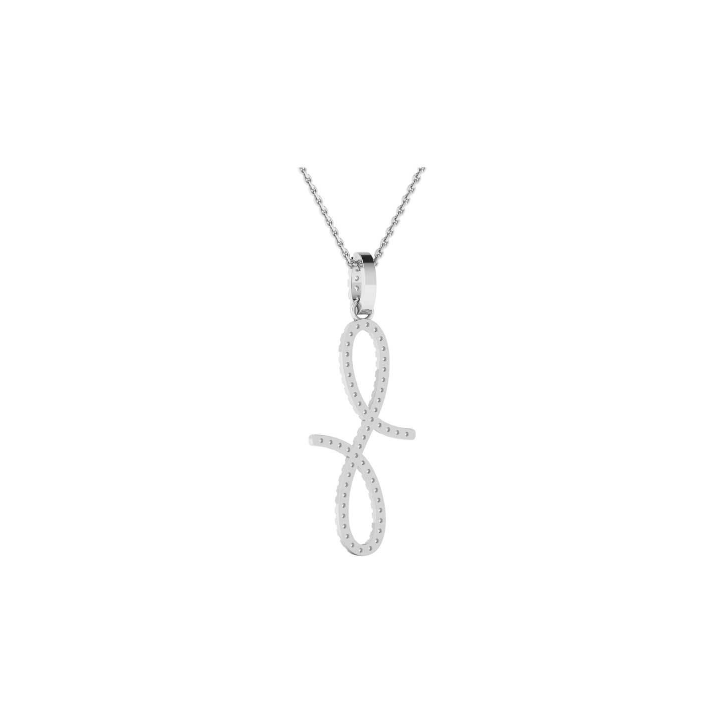 Silver infinity pendant necklace on a white background