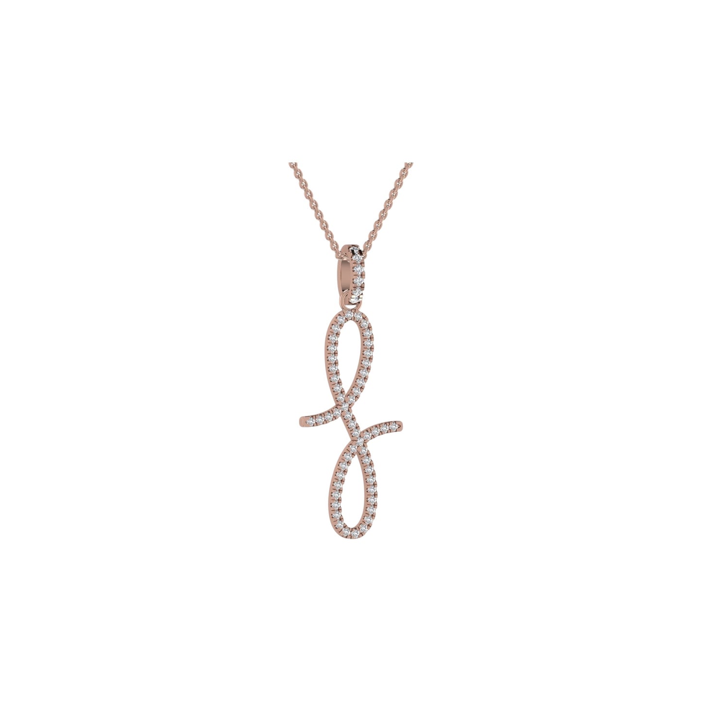 Rose gold necklace with a unique pendant on a white background