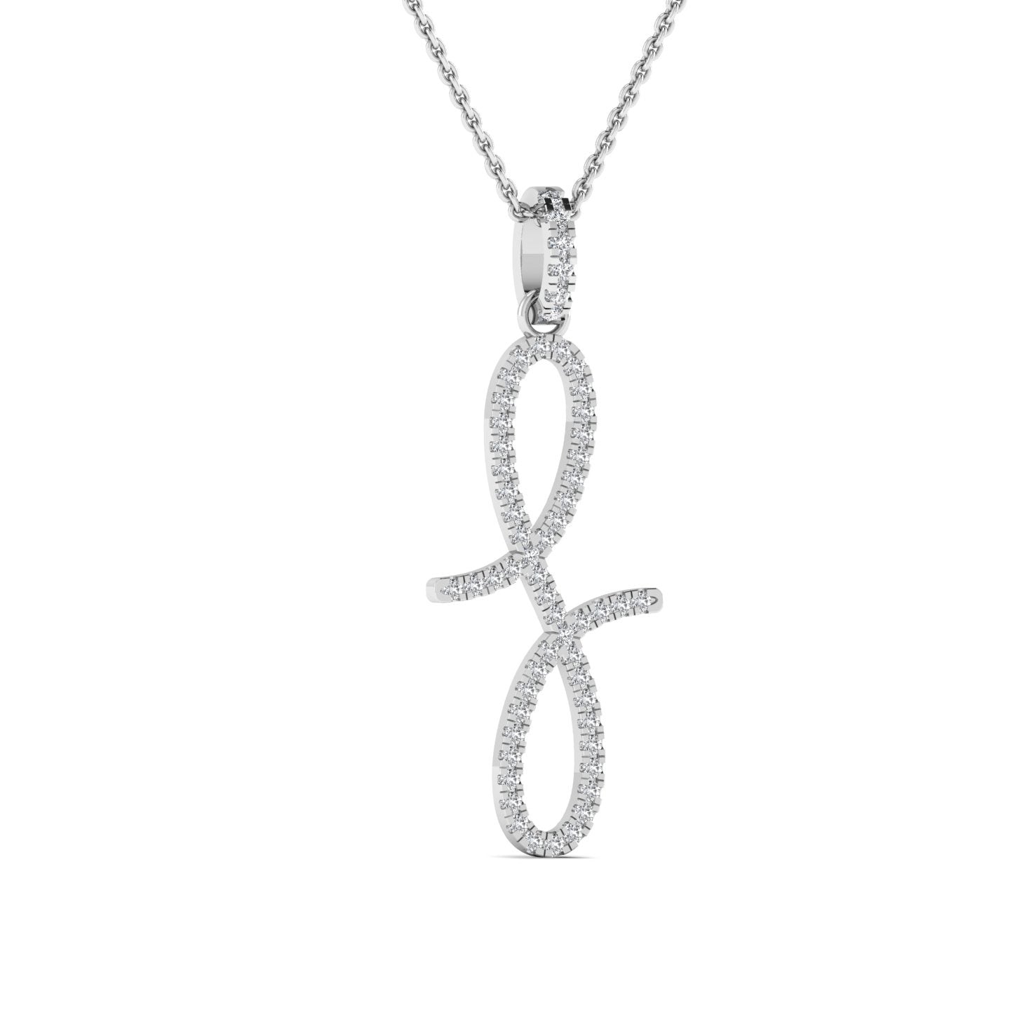 Silver necklace with a decorative pendant on a white background
