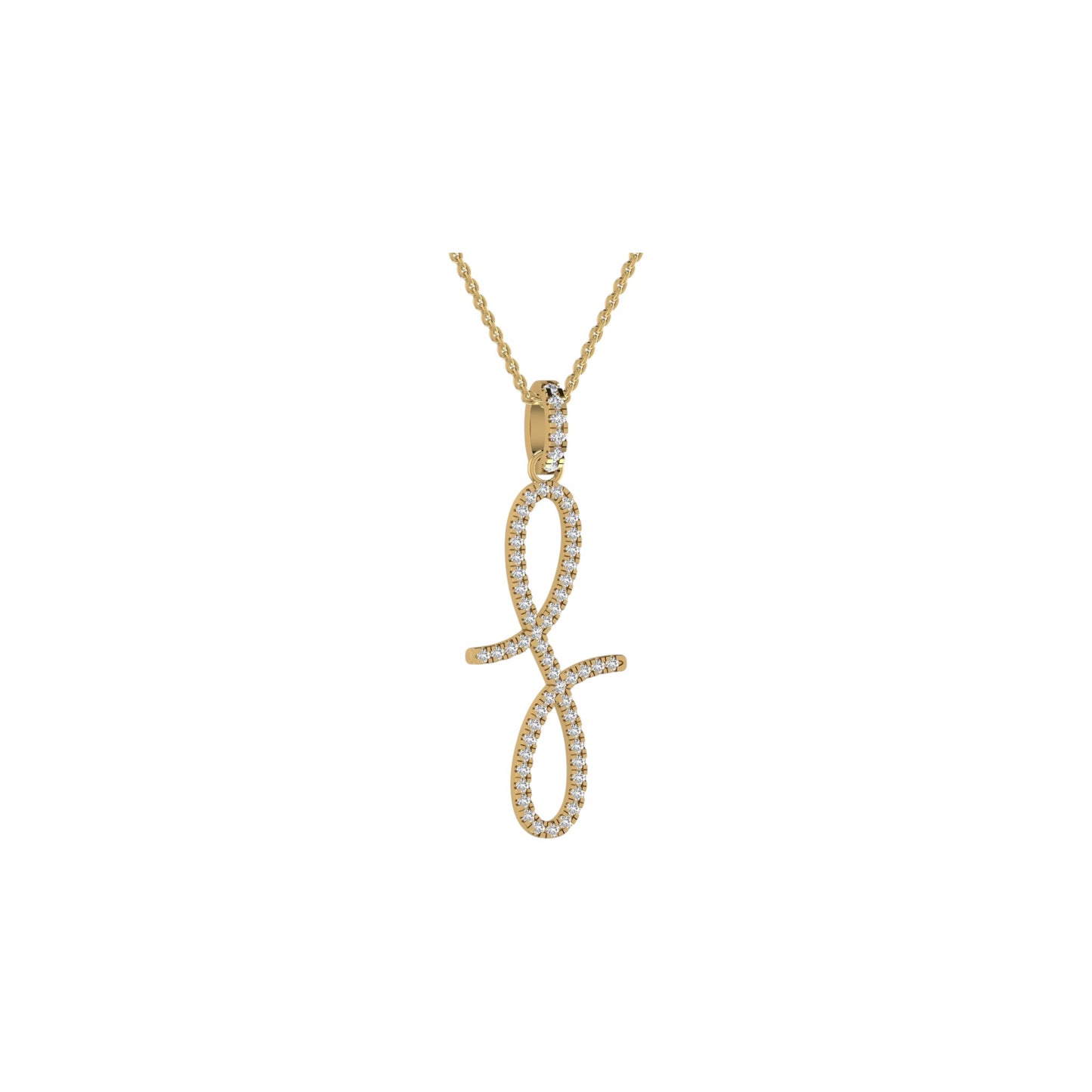 Gold necklace with a unique pendant on a white background