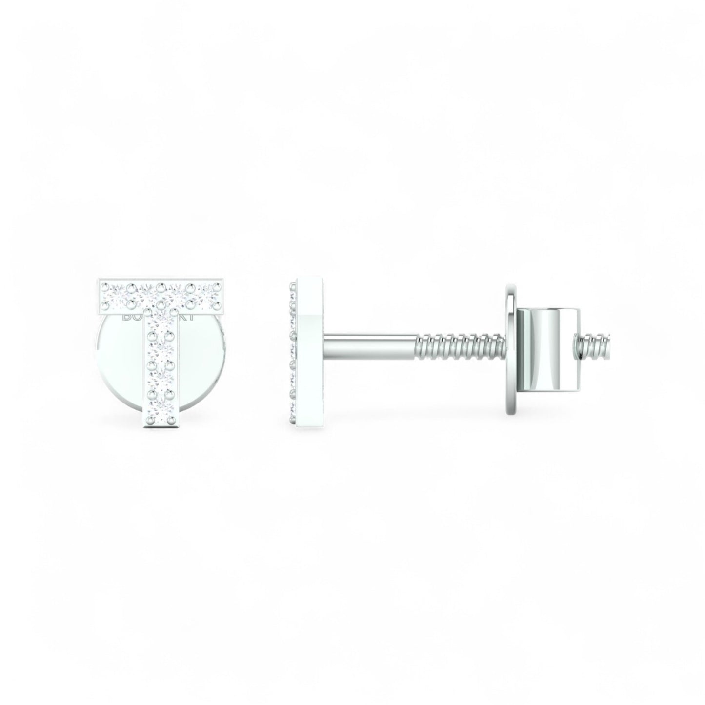 T "Initial" Diamond Stud in 18K Gold