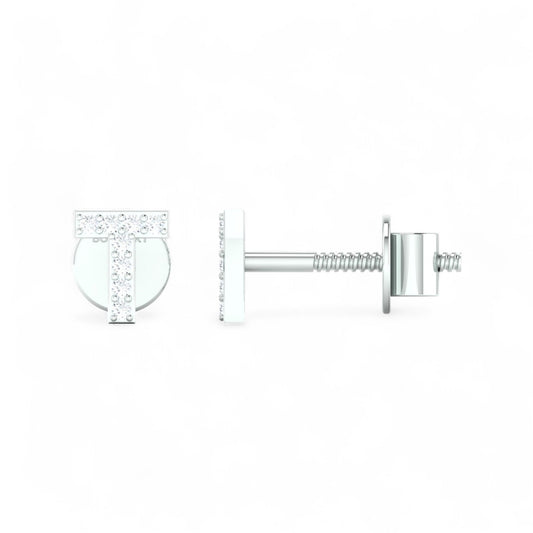 T "Initial" Diamond Stud in 18K Gold