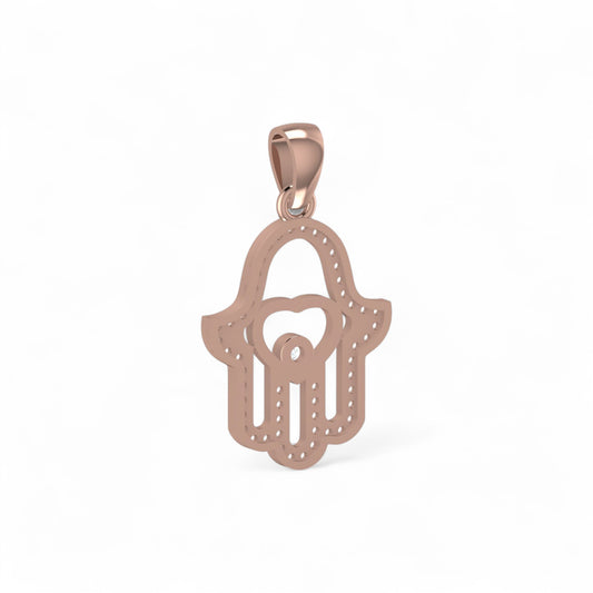 Hamsa Natural Diamond Pendant in 18K Gold