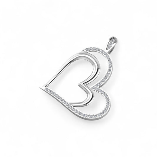 Graceful Heart Natural Diamond Pendant in 18K Gold